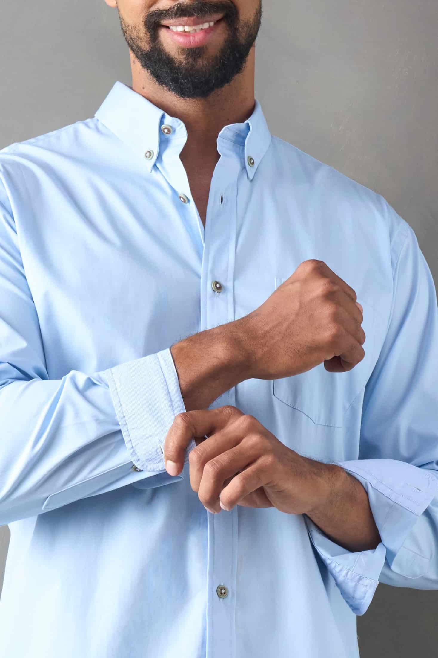 Camisa manga larga regular fit azul medio - miniatura 3