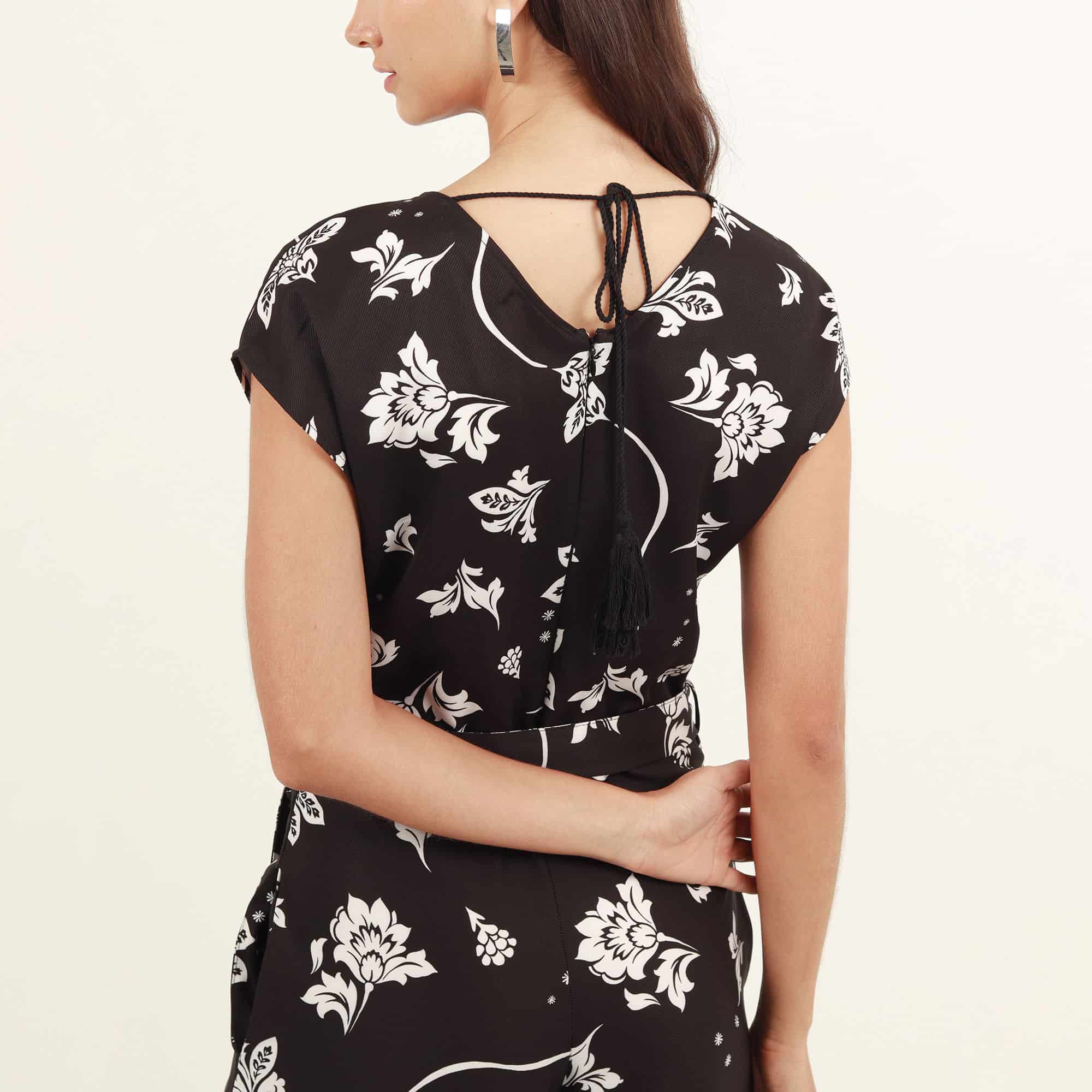 Vestido enterizo estampado largo cuello en U - miniatura 8