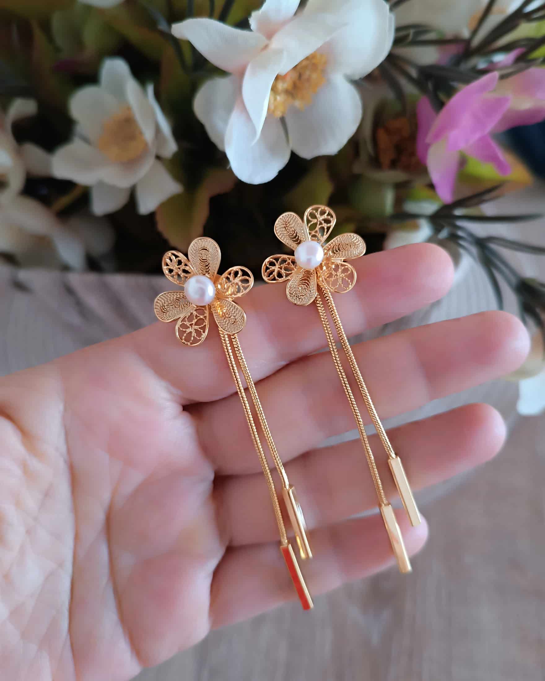 Aretes filigrana doble función; Elia - miniatura 5