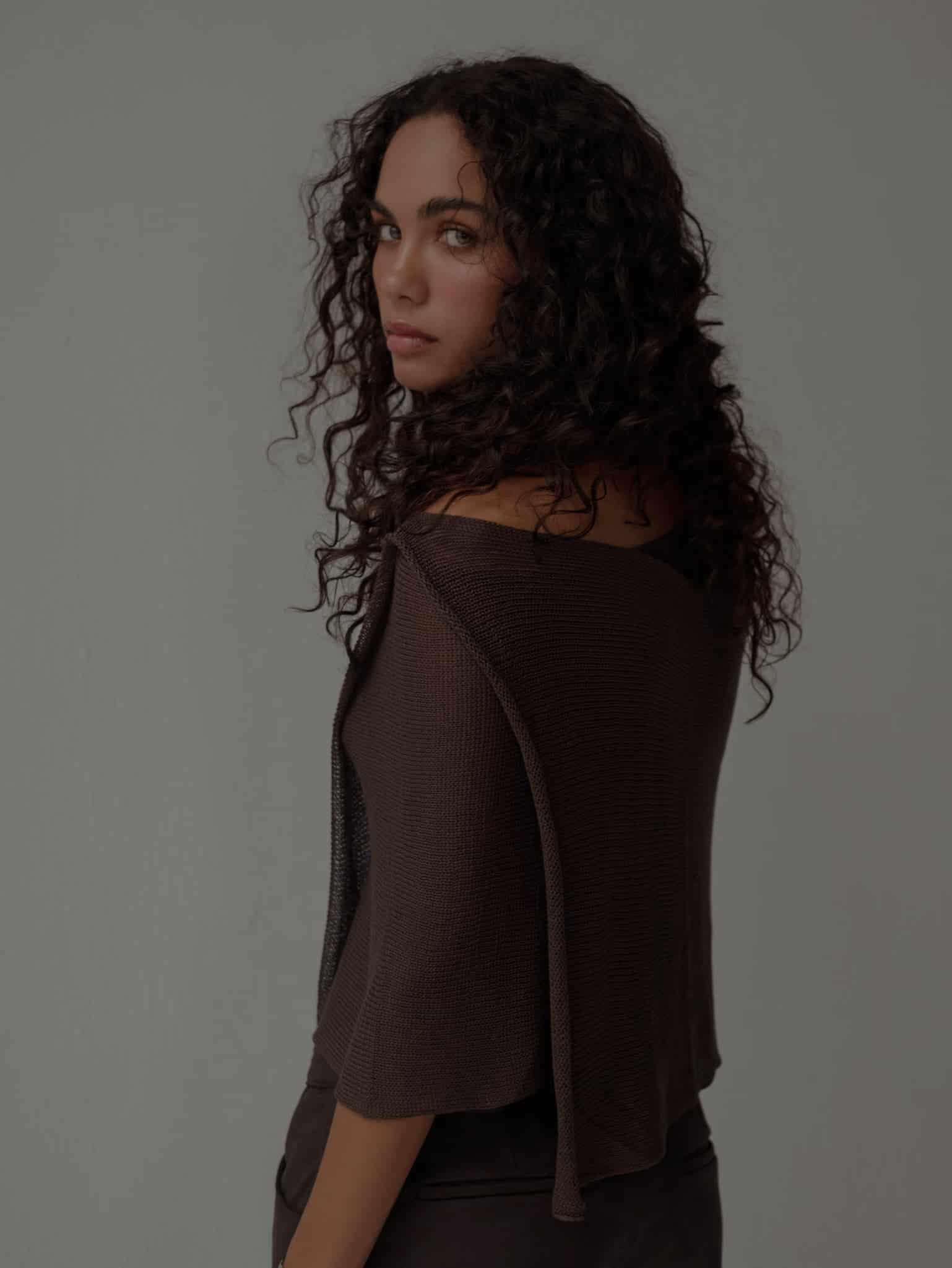 KNIT PONCHO - ESPRESSO - miniatura 11