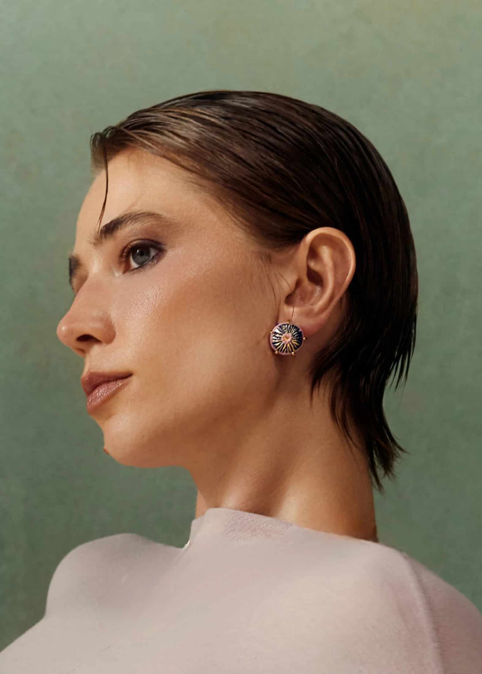Aretes midi sombrerito azul rosa - miniatura 5