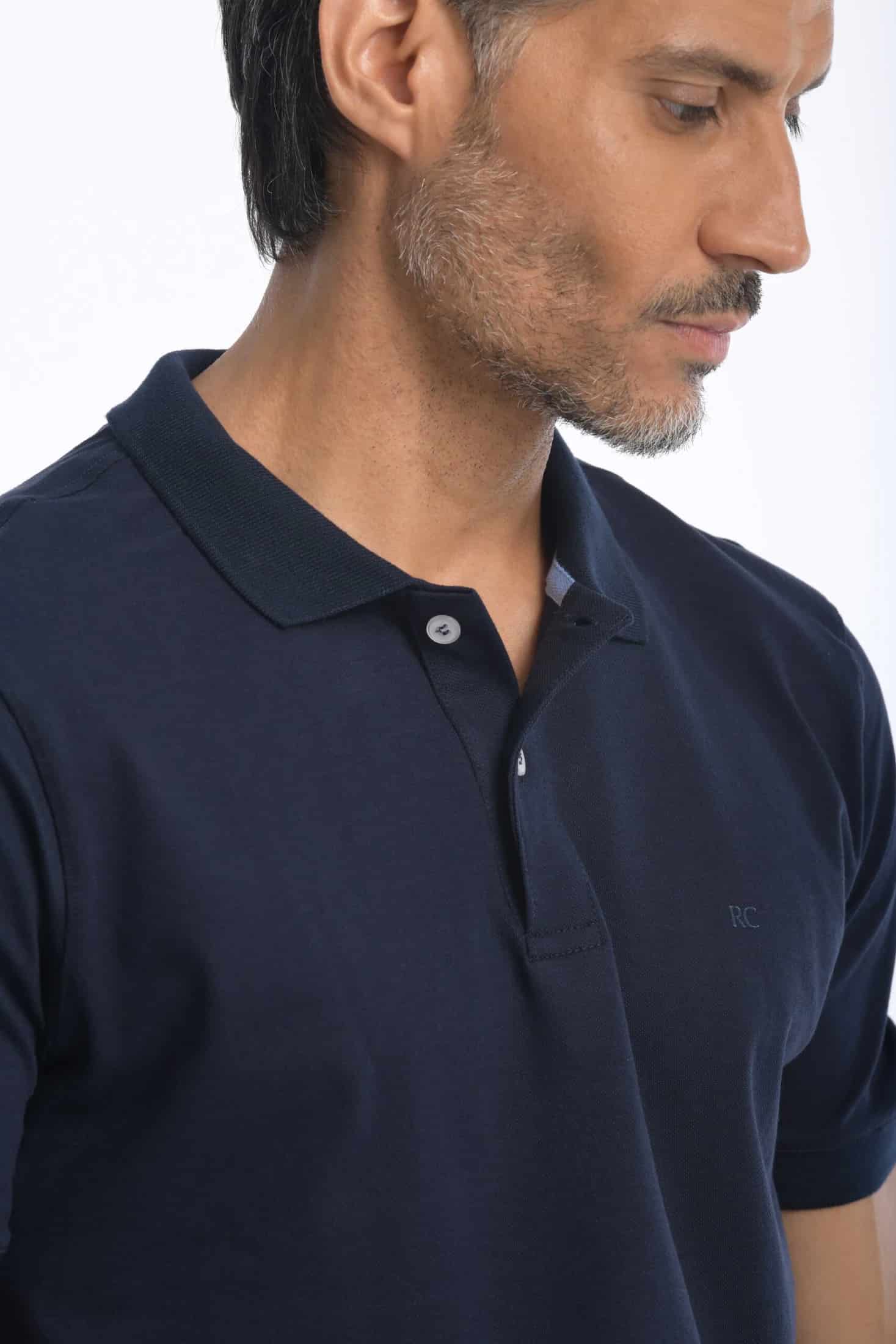 Camiseta Polo 100% Algodón Slim Azul Navy - miniatura 2