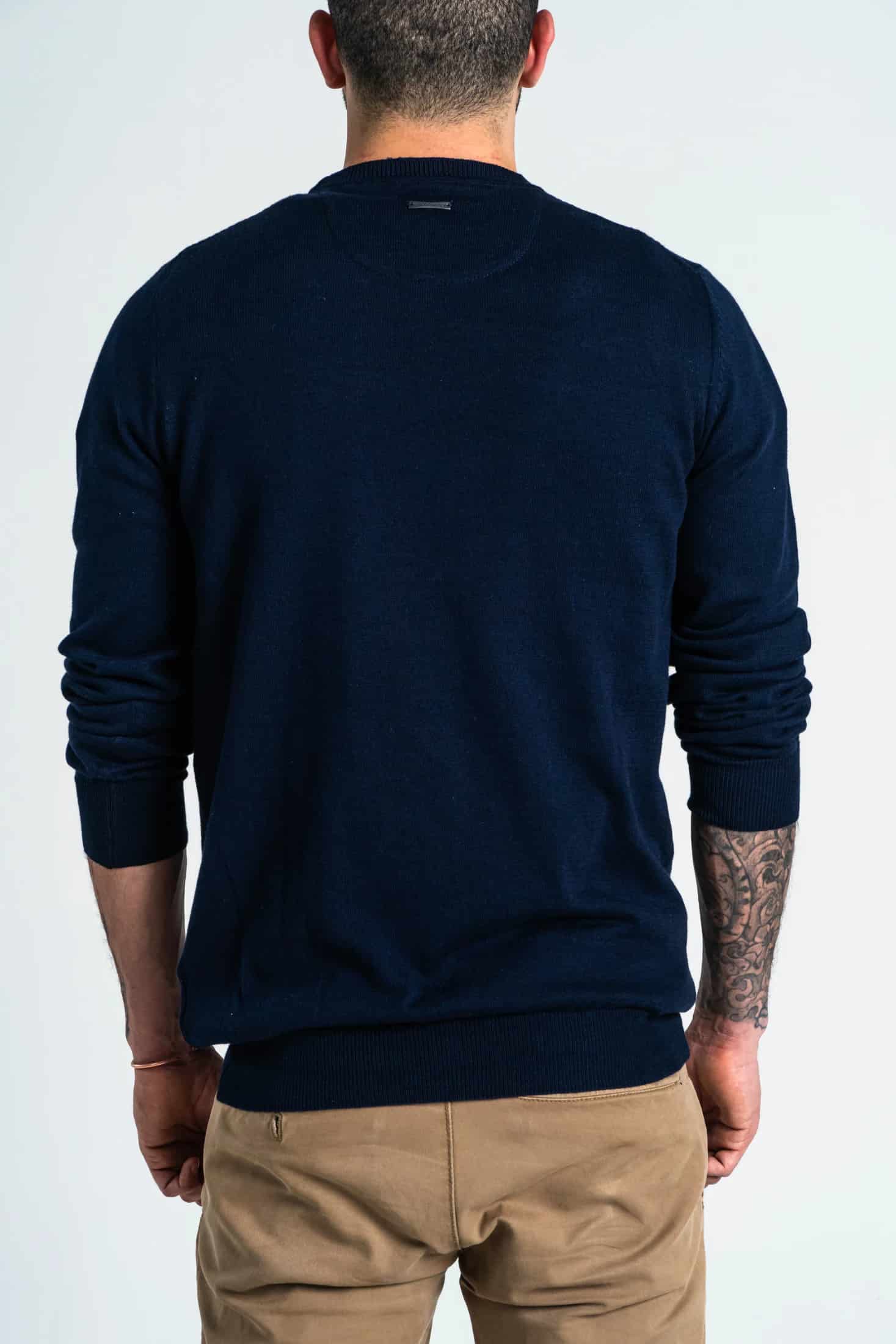 Saco Cuello Redondo Algodón Azul Oscuro - miniatura 5