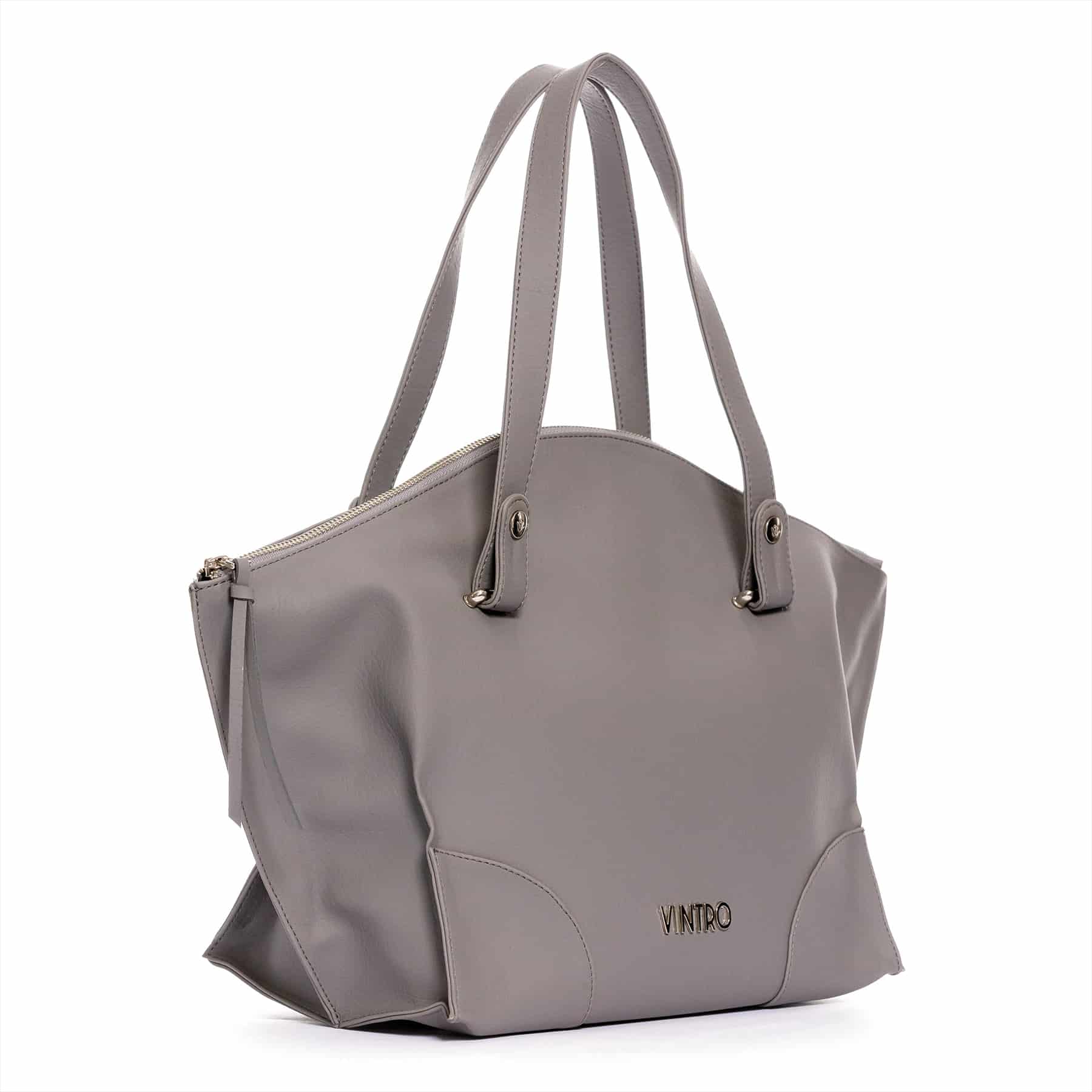 Cartera para mujer Grace grande gris con bolsillo interno y detalle - miniatura 5