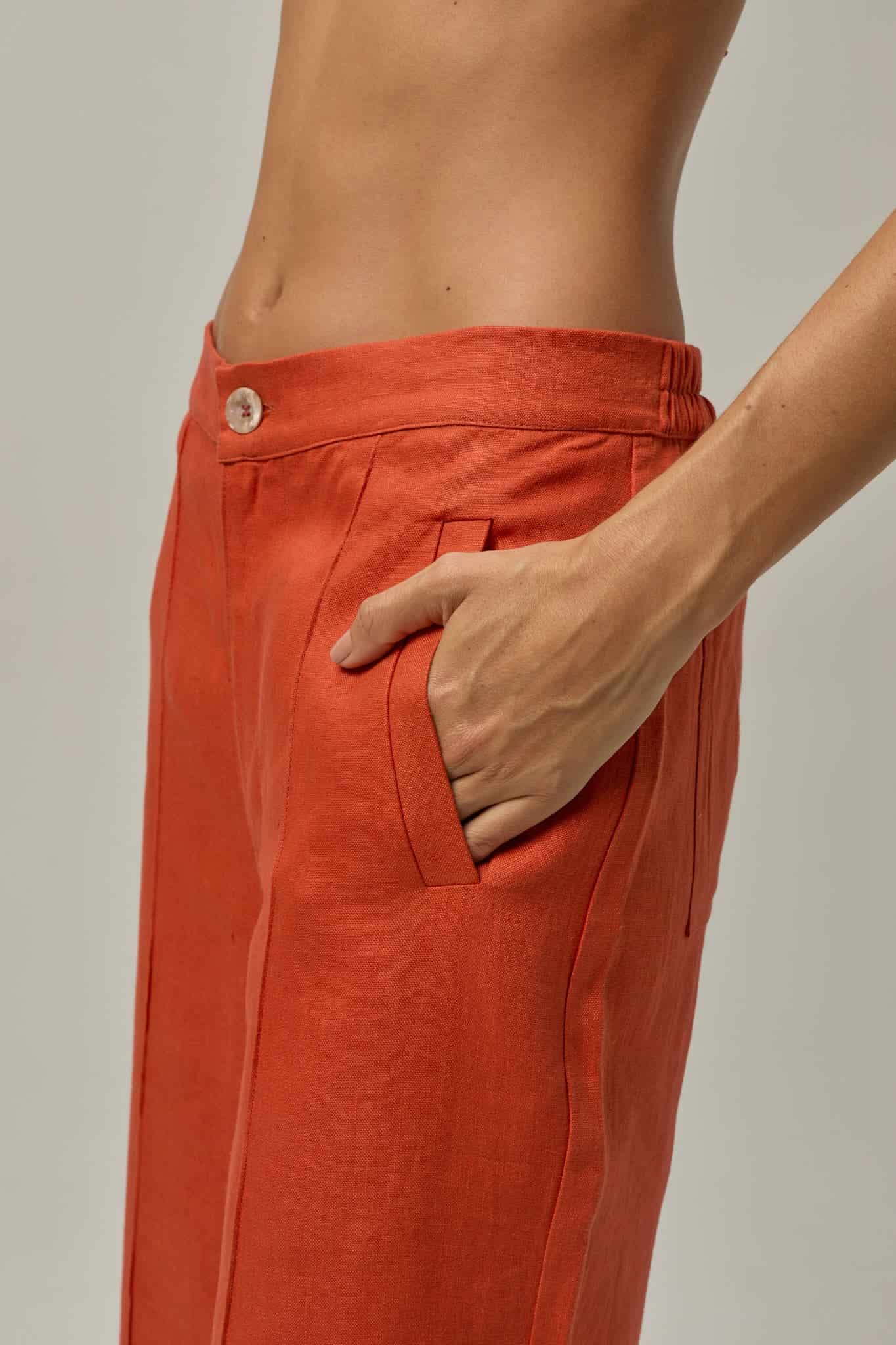 Pantalón Serre de lino | Naranja - miniatura 4