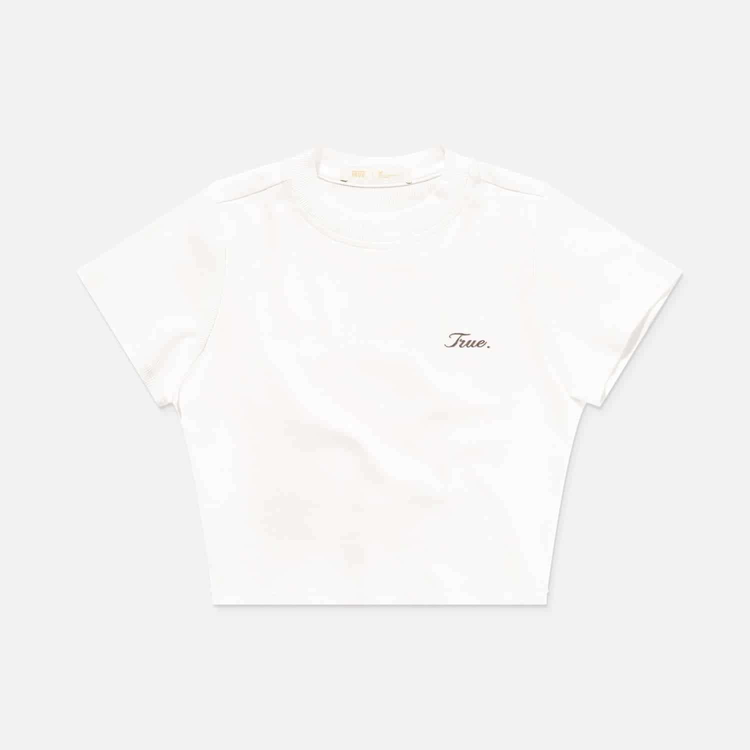 Signature Slim Ribbed Tee - Cream - miniatura 1