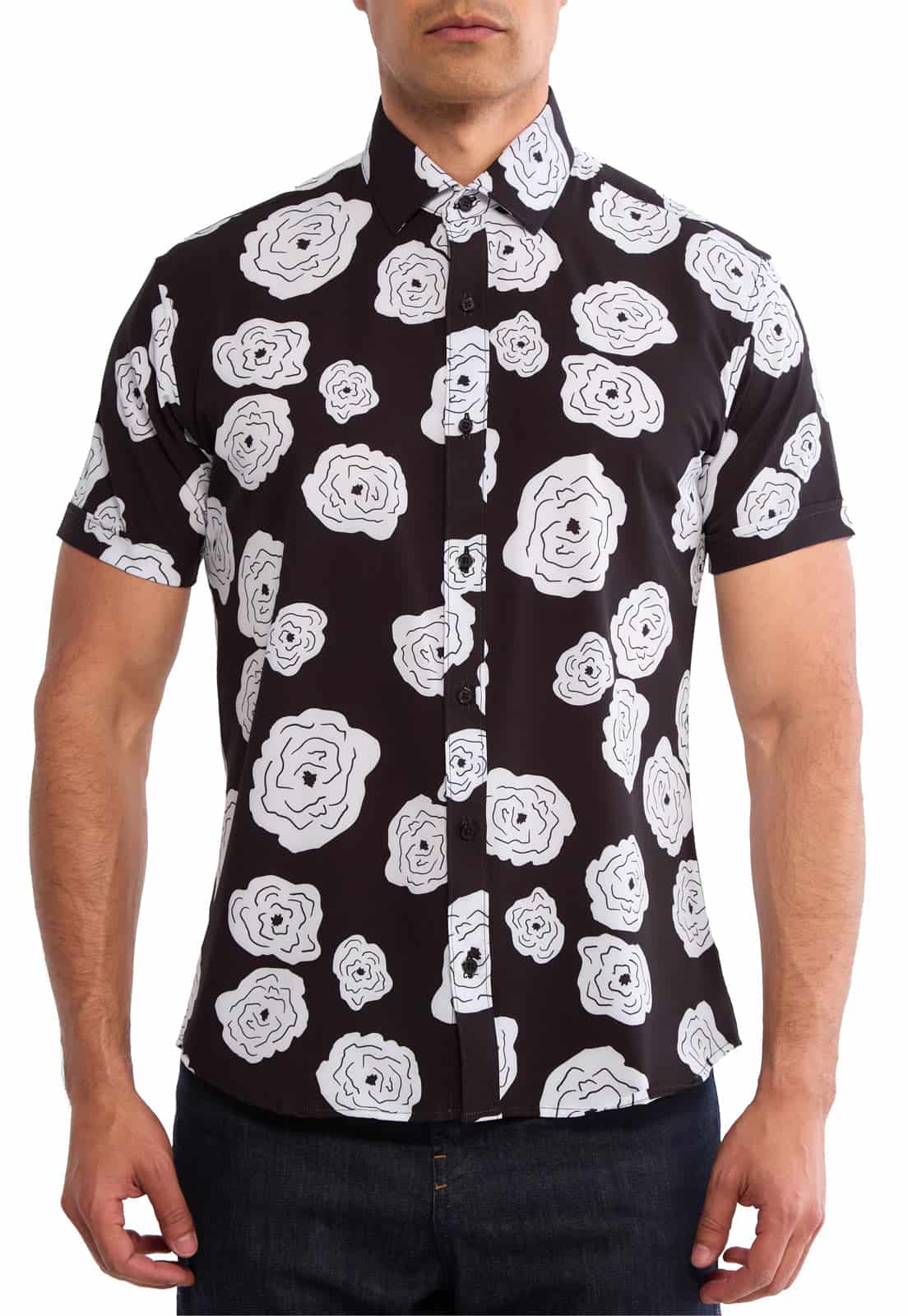 Camisa manga corta floral negra - miniatura 3