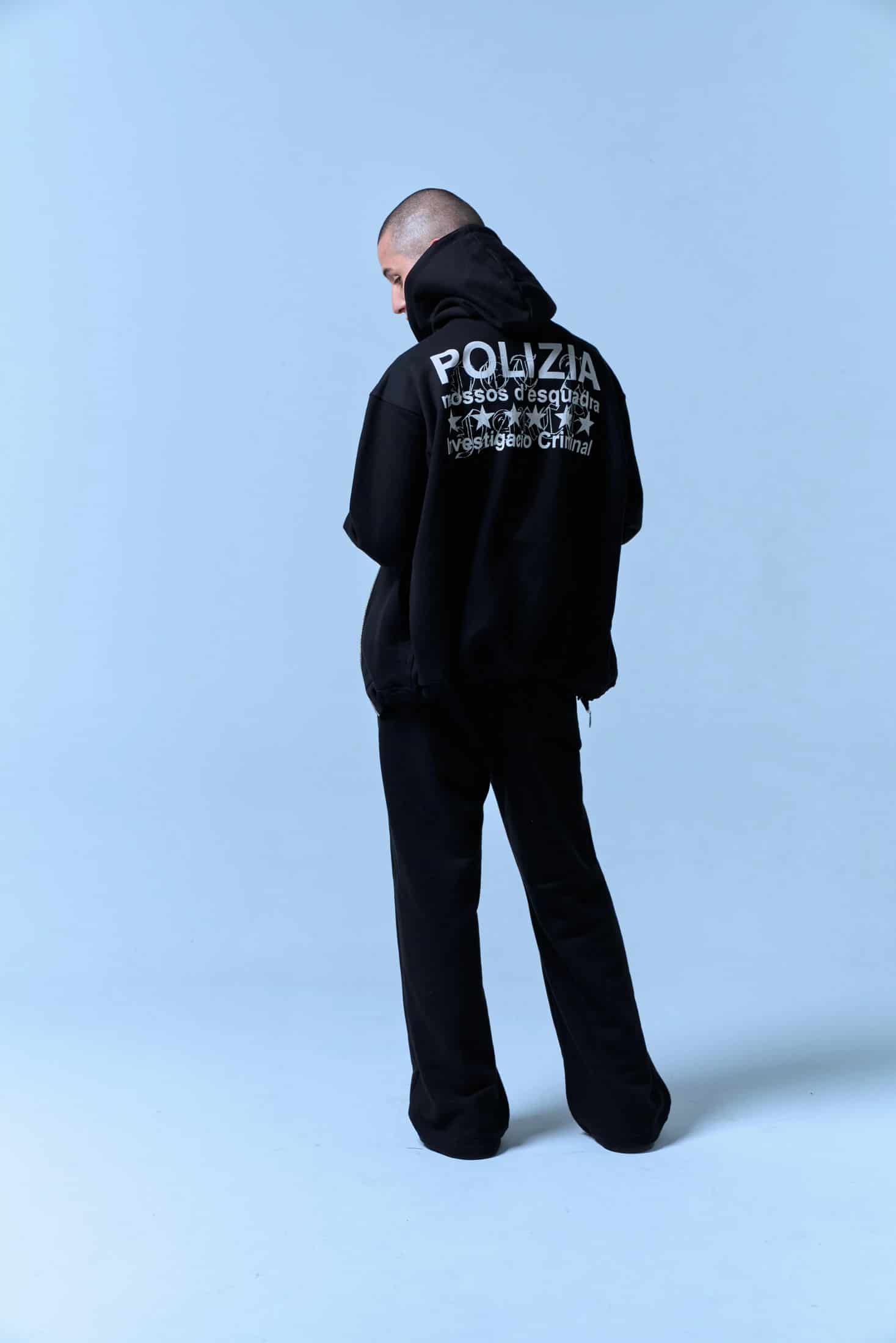 POLIZIA BLACK ZIPPER HOODIE - miniatura 9