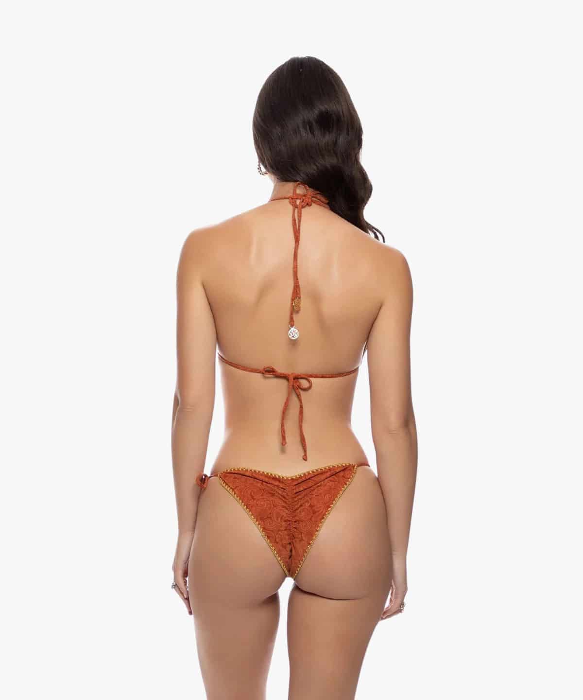 Bungalow Babe Luxe Titch Seamless Wavy Ruched Back Brazilian Tie Side Bottom - miniatura 5