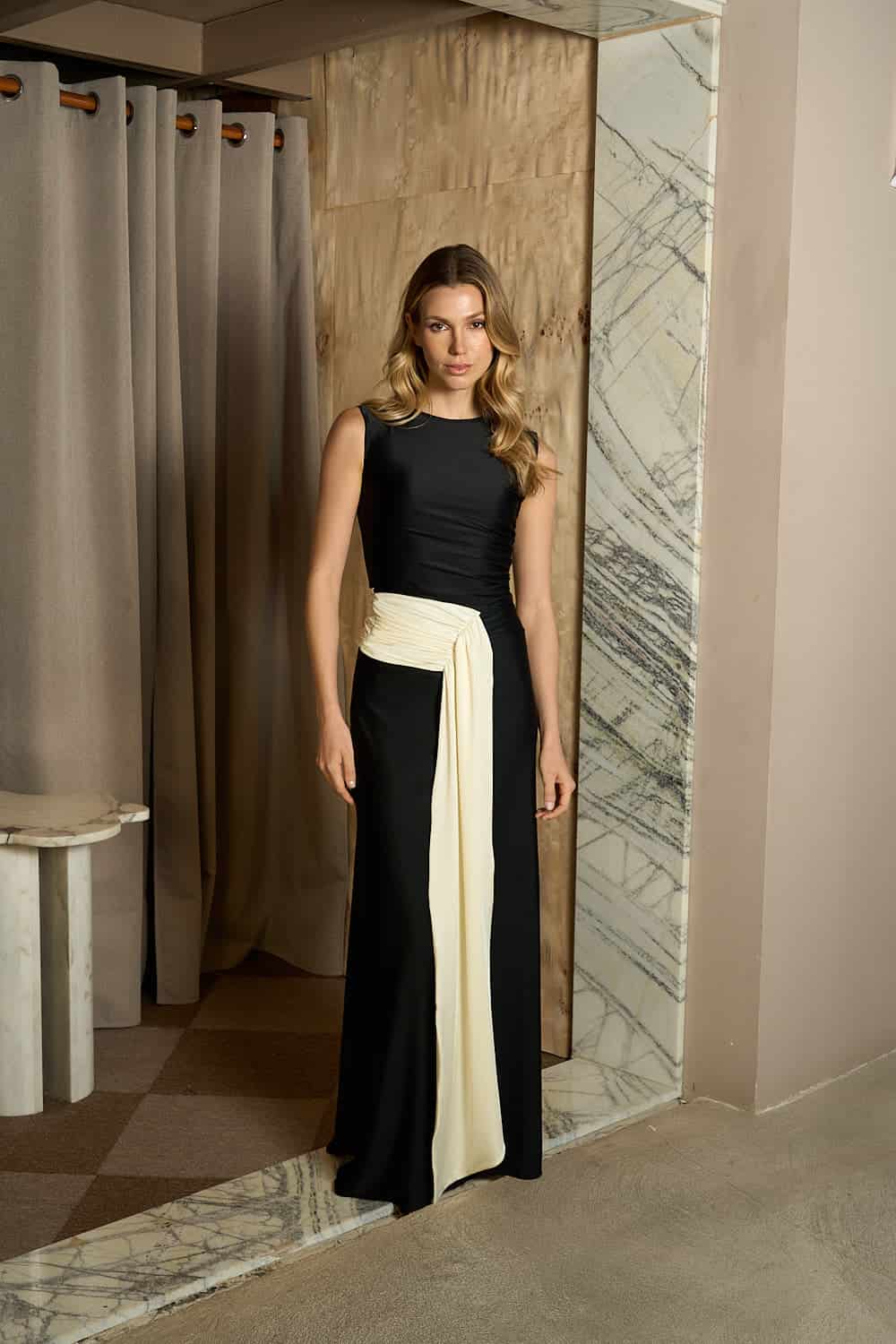 BLACK AND WHITE TERESA LONG SKIRT - miniatura 3