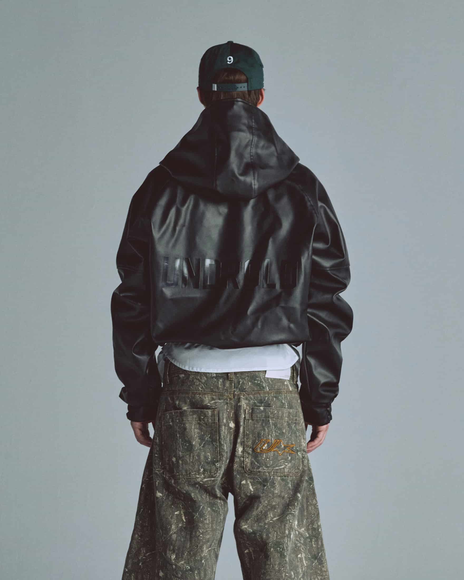 Basics UNDRGLD Leather Zip Up Hoodie Jacket Black - miniatura 13