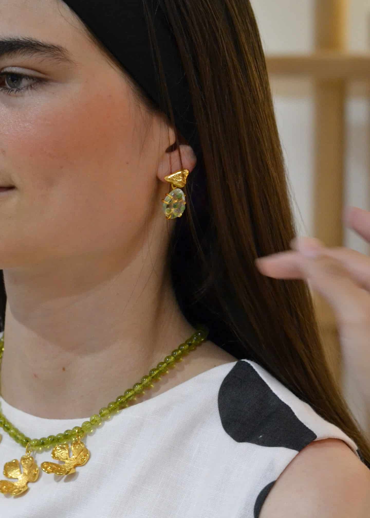Aretes Mini Cuarzos Pétalos greeny - miniatura 2