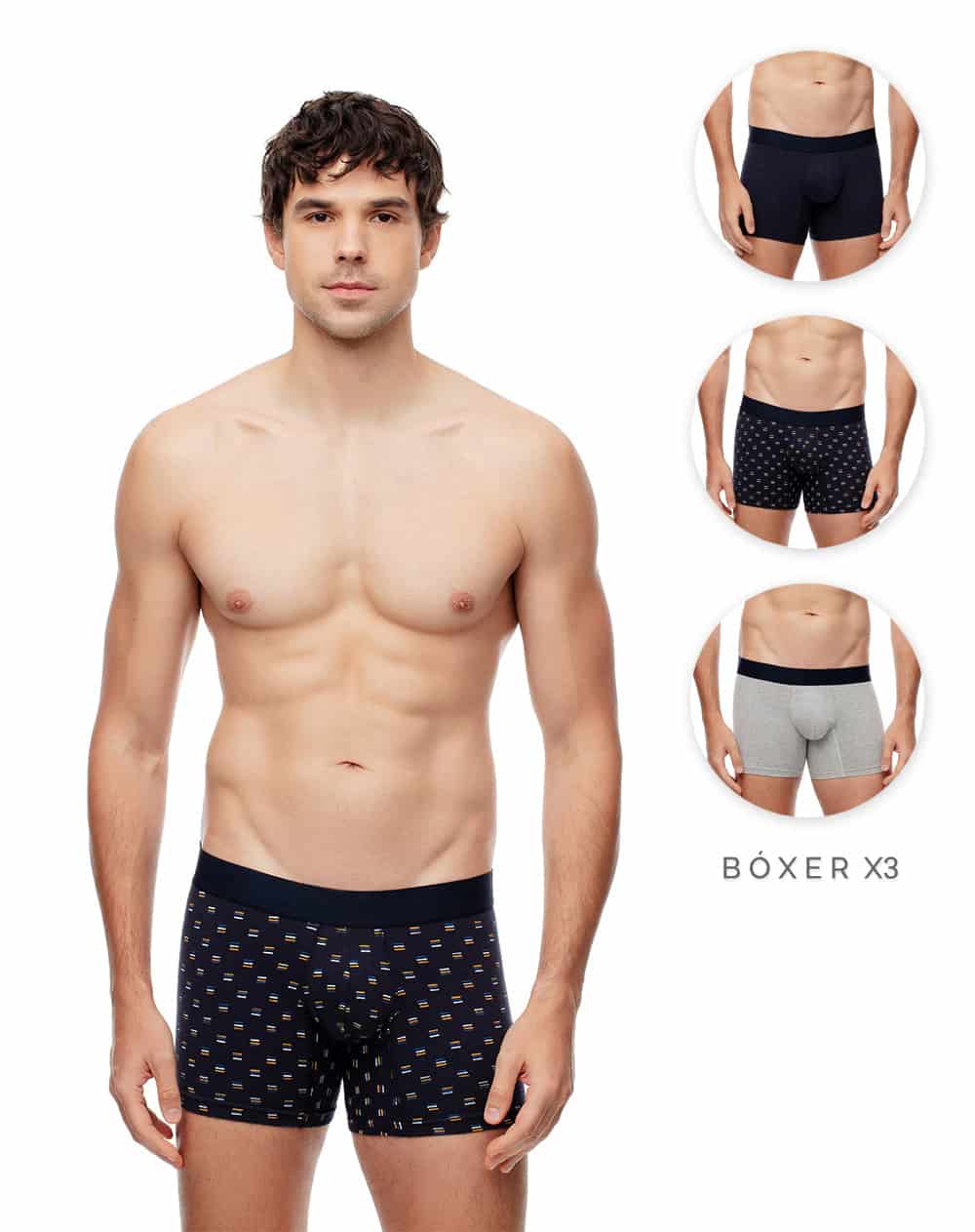 Bóxer medio algodón jersey x3unds surtido hombre - miniatura 1