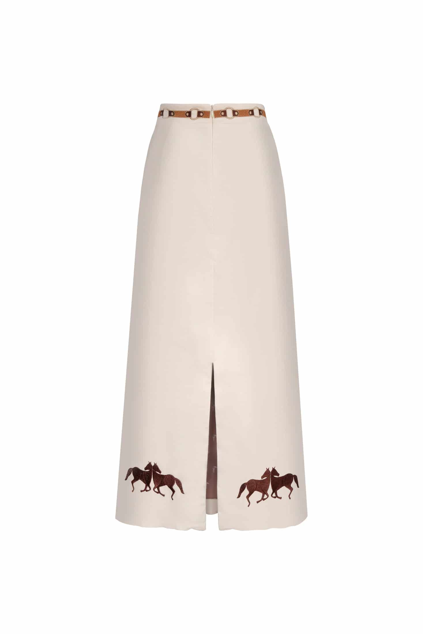 El Carmen Embroidered canvas Midi Skirt / Ivory - miniatura 3