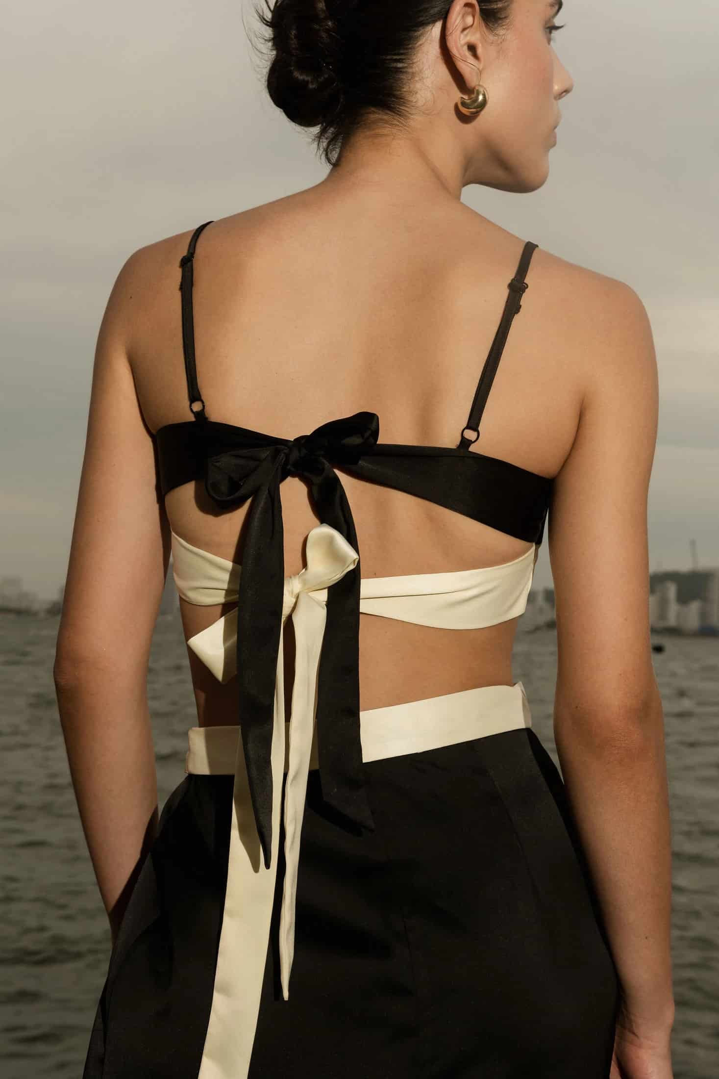 ANNA TOP - BLACK/IVORY - miniatura 2