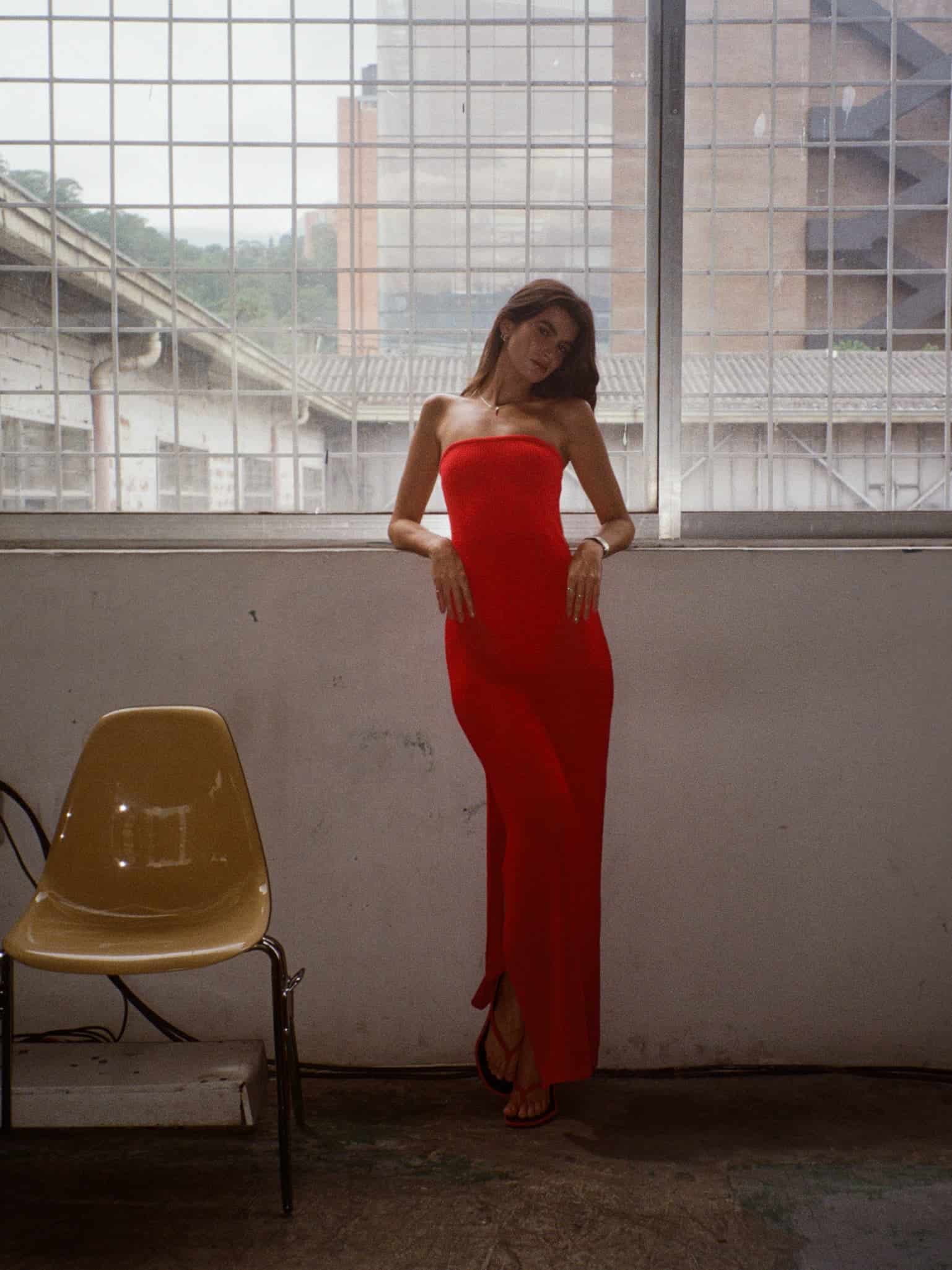 STRAPLESS BODYSUIT KNIT DRESS - ROBUST RED - miniatura 4