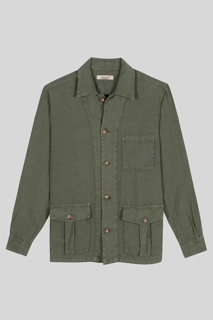 men's linen jacket military green new sahara - miniatura 1