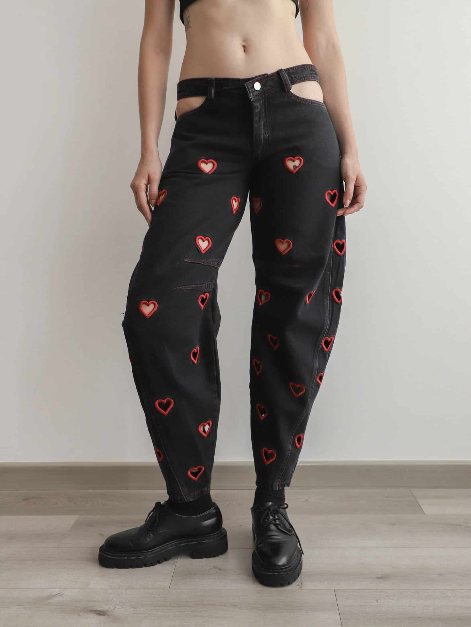 Mini Hearts Barrel Pants Black - miniatura 3