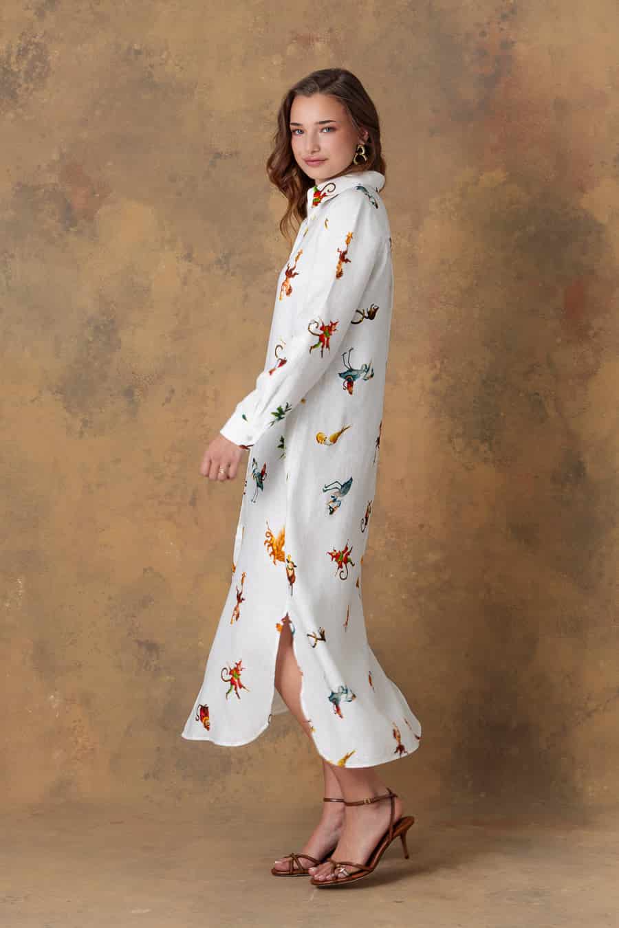 Women's dress linen panteon white - miniatura 3