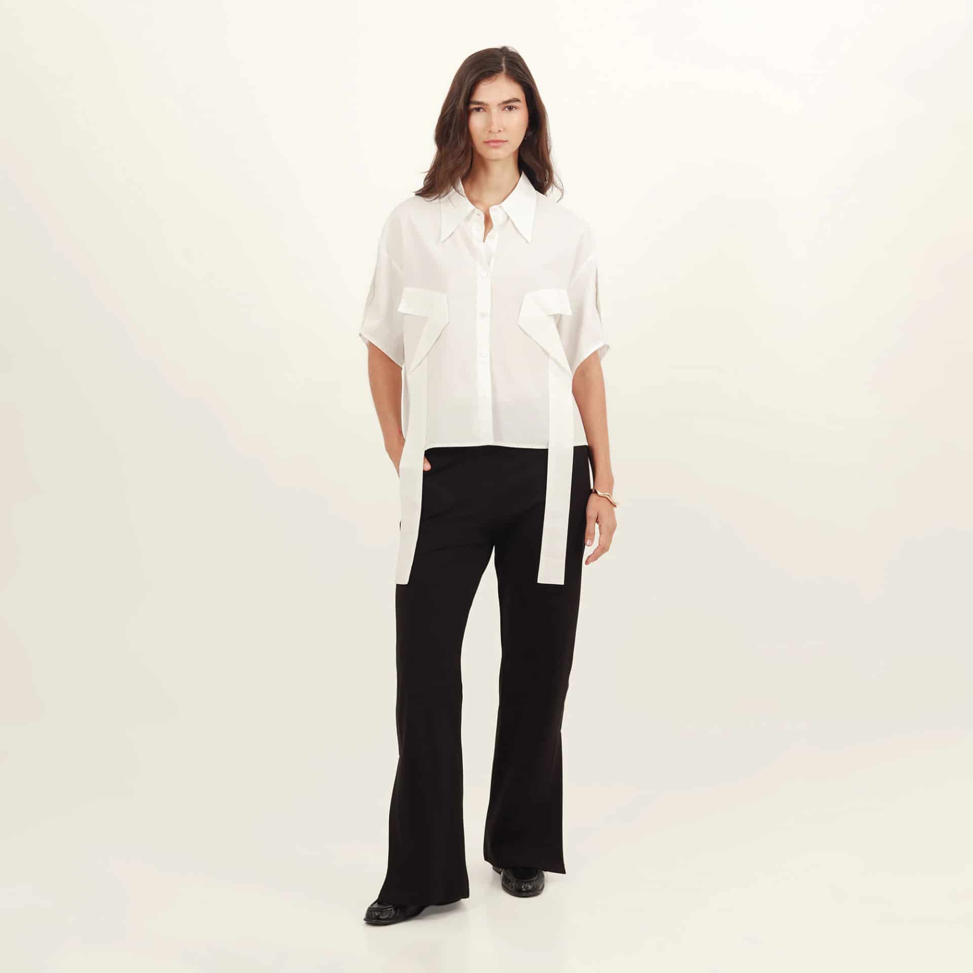 Camisa cuello V manga corta - miniatura 4