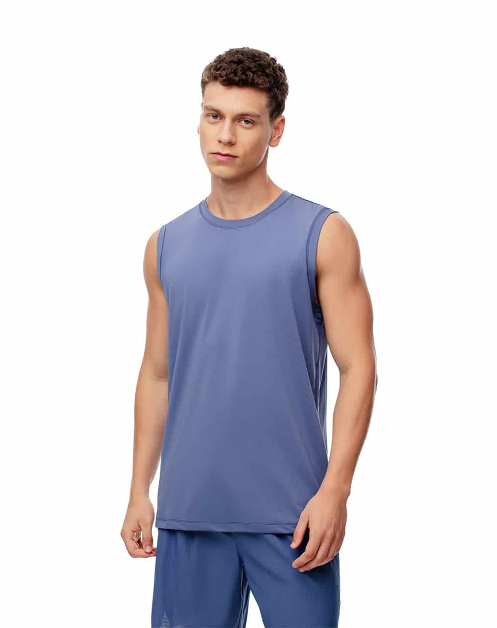 Camisilla deportiva antibacterial azul hombre - miniatura 1