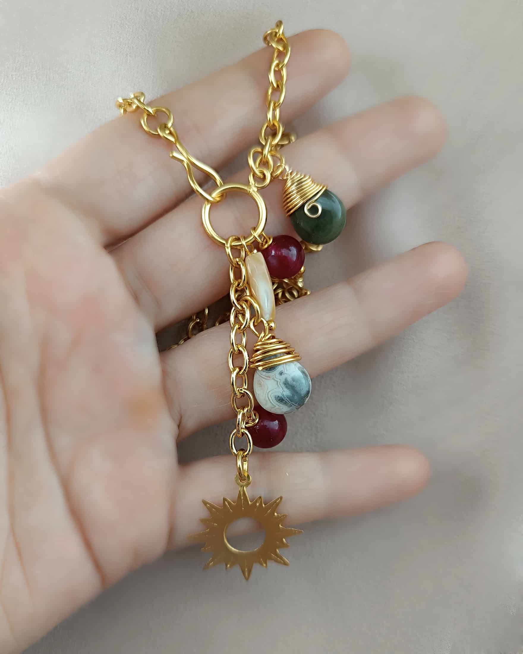 Cadena medianas y dijes con ágatas Zuleima - miniatura 3