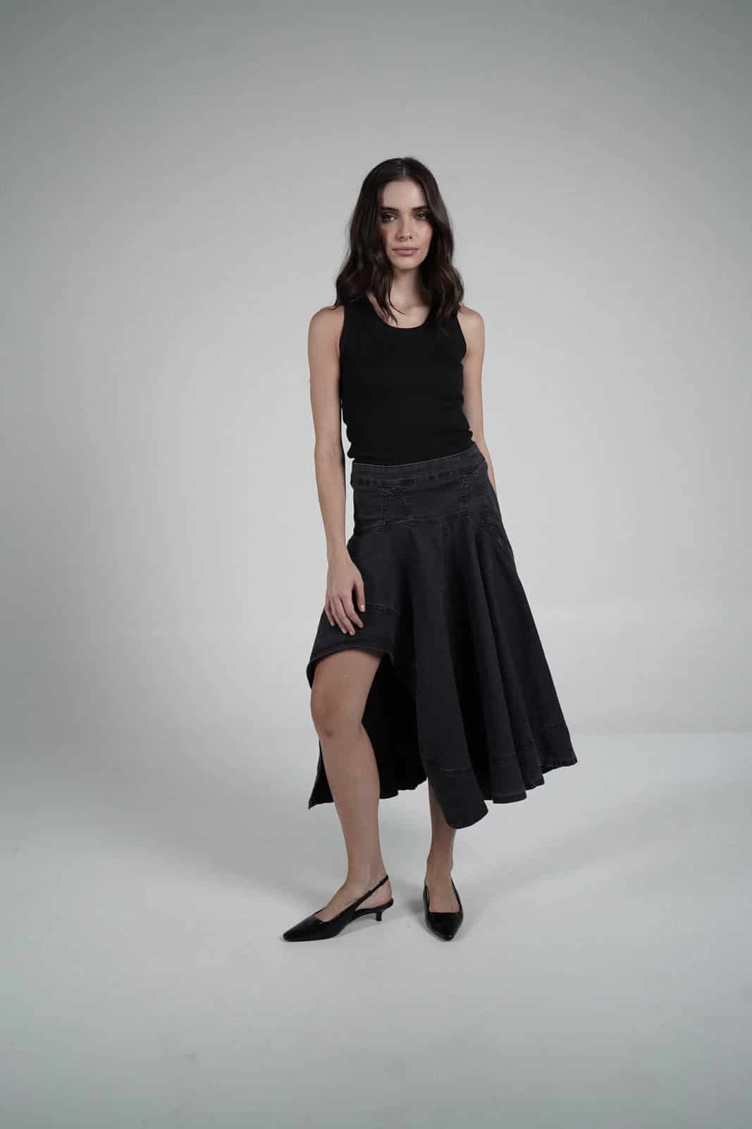 Black asymmetrical skirt - miniatura 4
