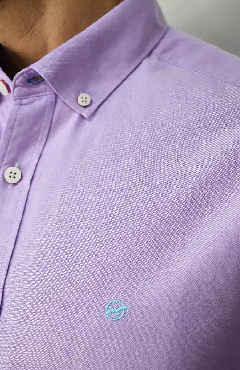 Camisa manga larga Oxford Lila para Hombre - miniatura 2