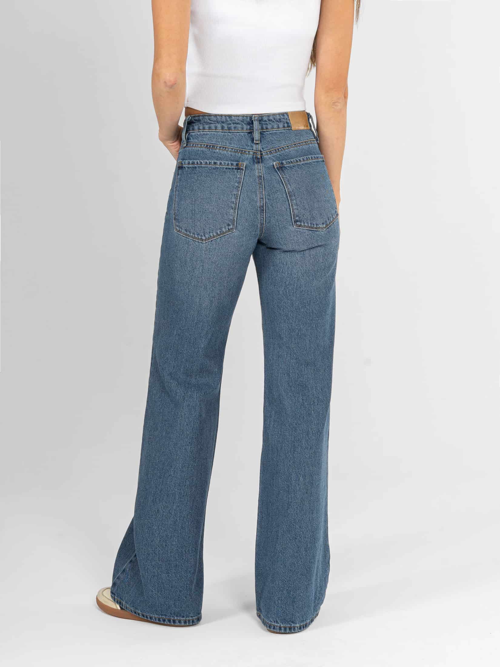Ref: 066473 Jean mom flare, rígido, tiro medio, tono azul medio - miniatura 2