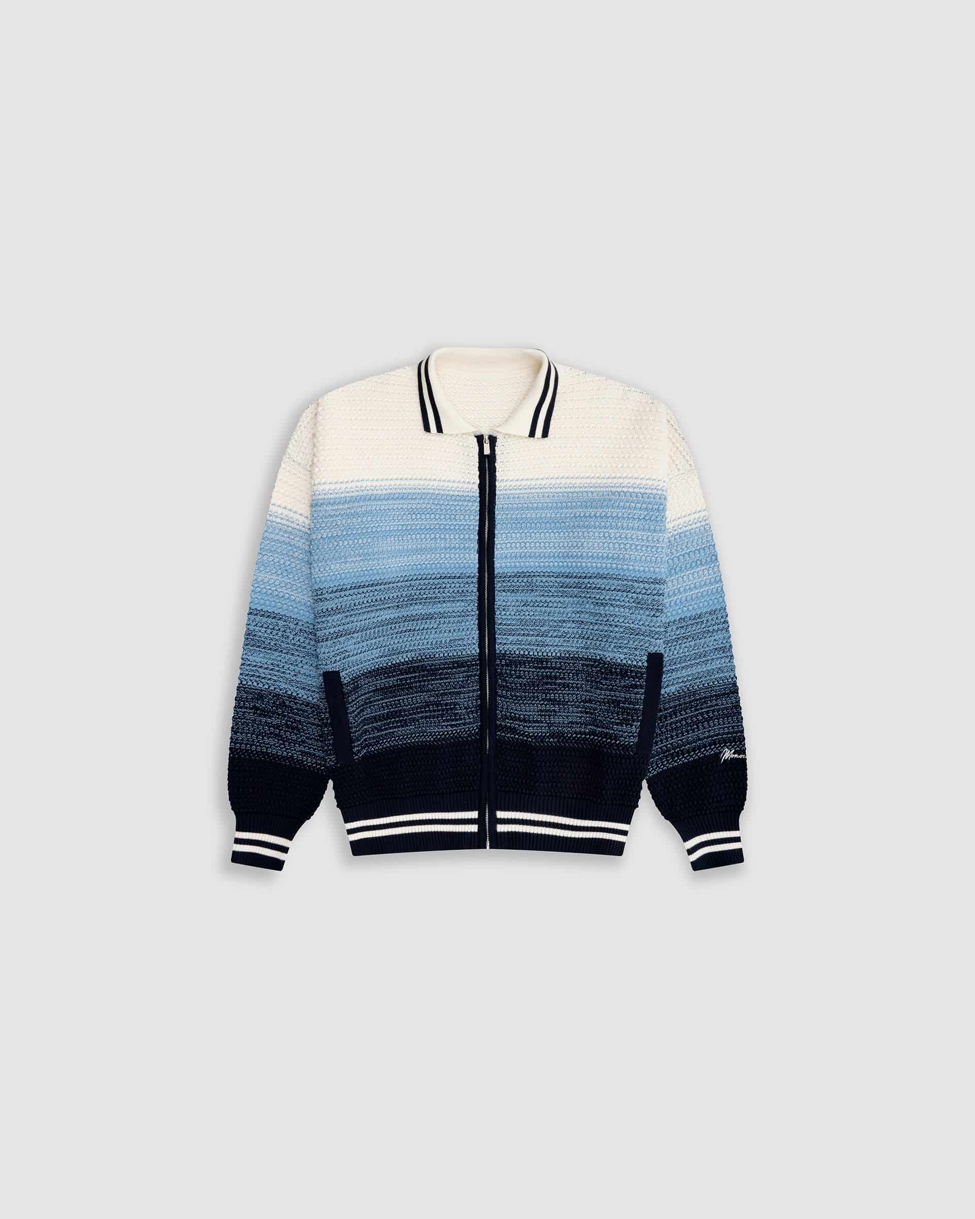 Zip Polo Gradient Knitwear - Azul y Crema - miniatura 1
