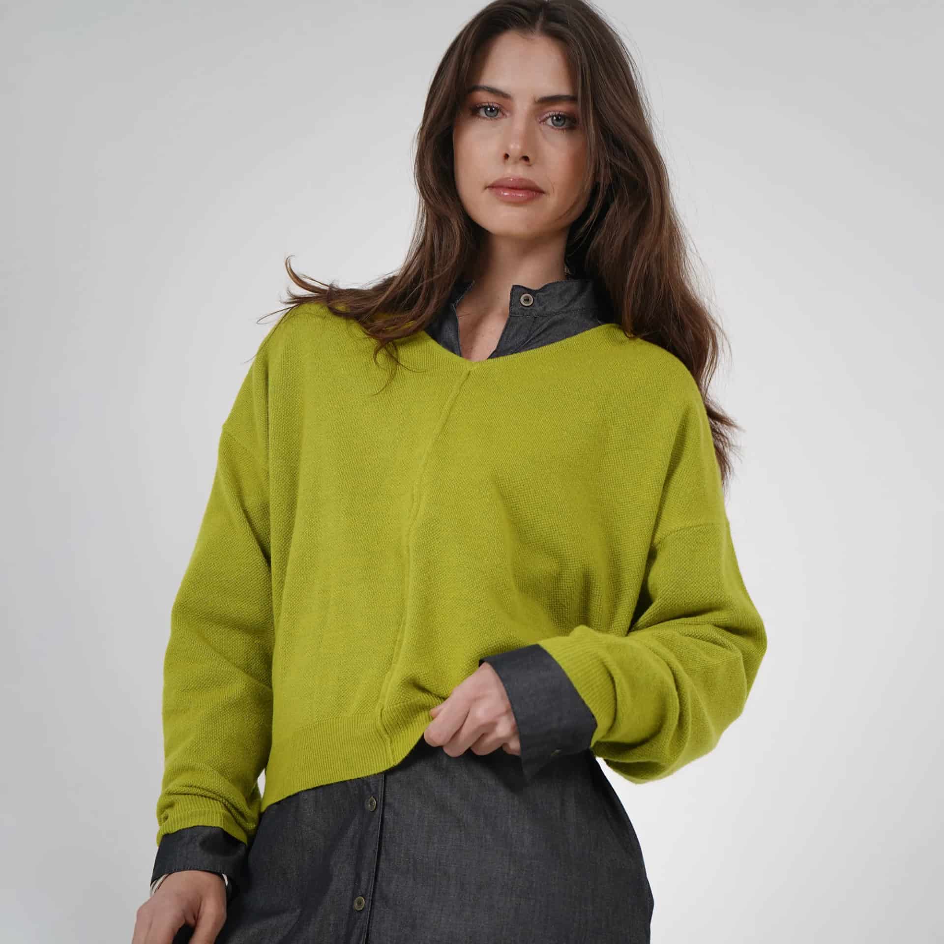 Sweater Cuello V Manga 3/ Cuartos - miniatura 1