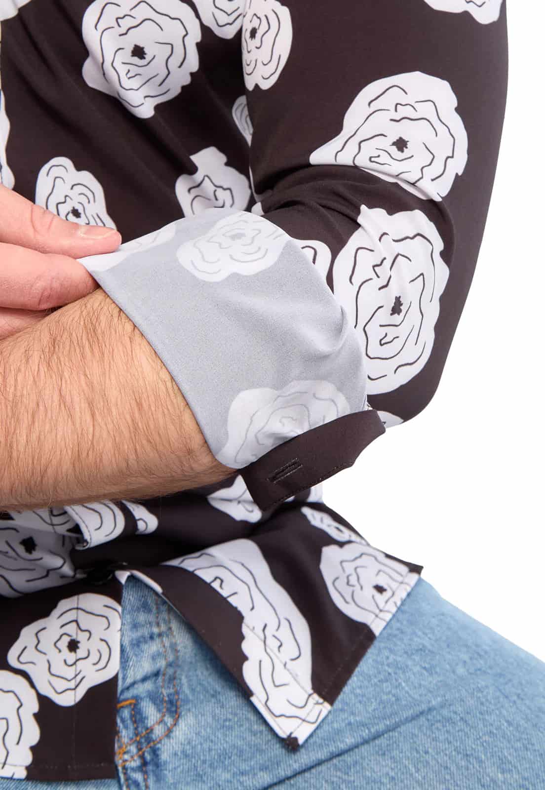 Camisa manga larga floral negra - miniatura 7