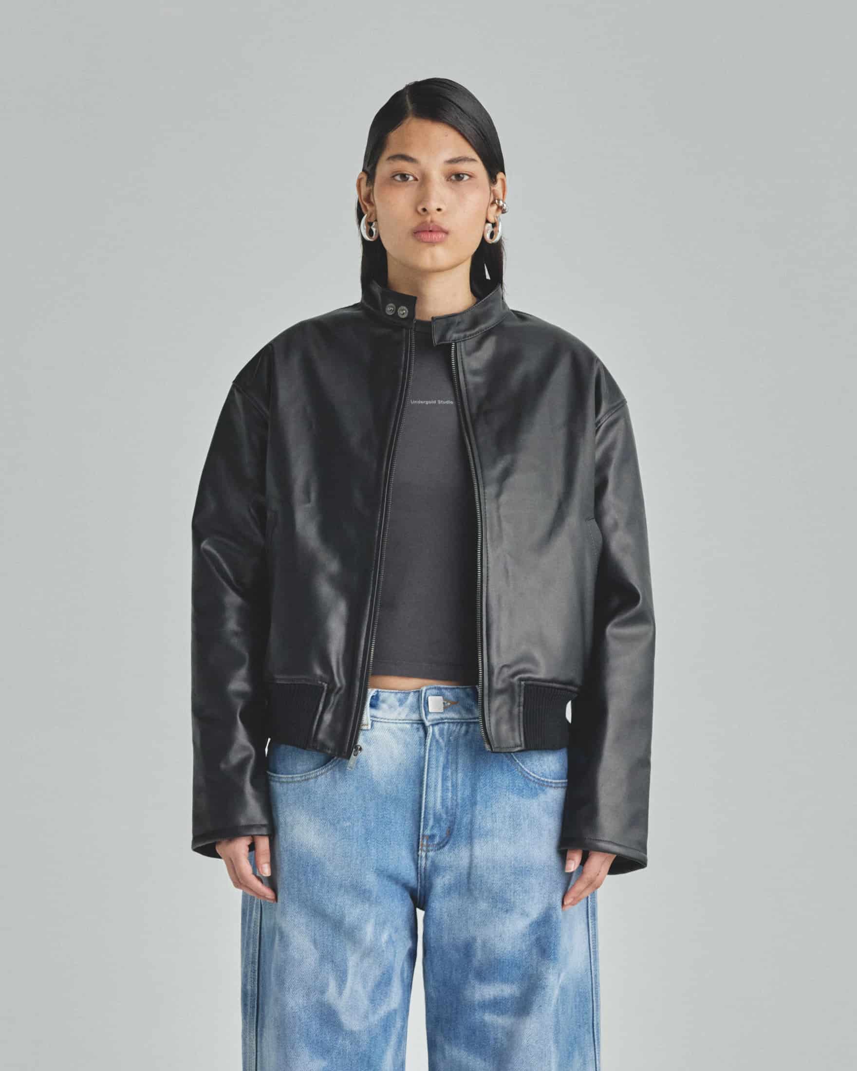 Spring Worn Logo Biker Jacket Black - miniatura 9