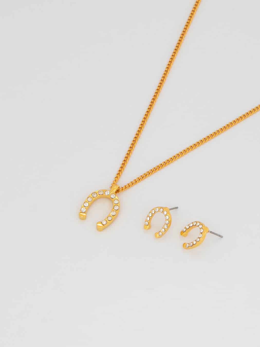 Set Collar + Aretes Herradura Cristales - miniatura 2