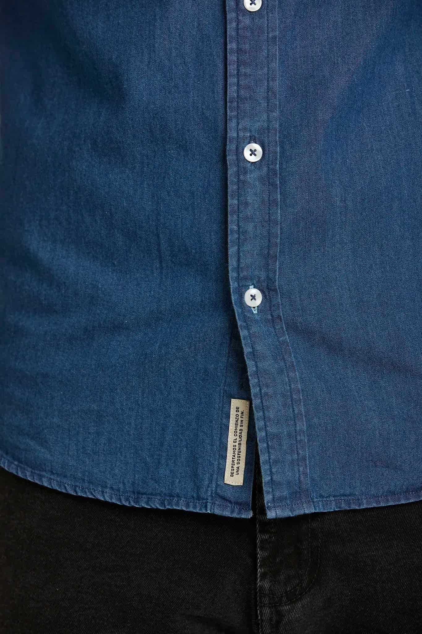 Camisa Jean Button Down Azul Medio - miniatura 6