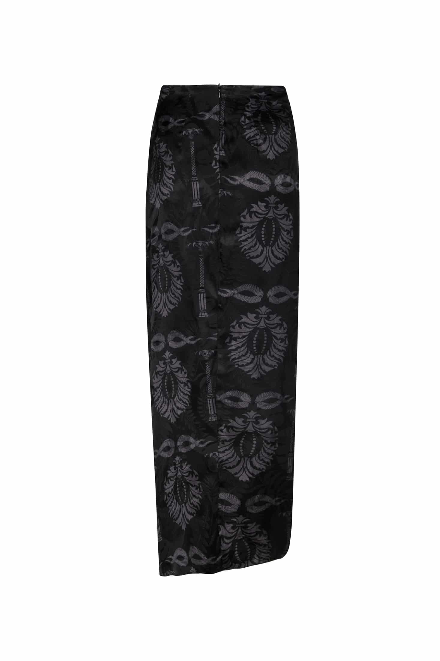 Myanmar Silk Jacquard Midi Skirt / Black - miniatura 3