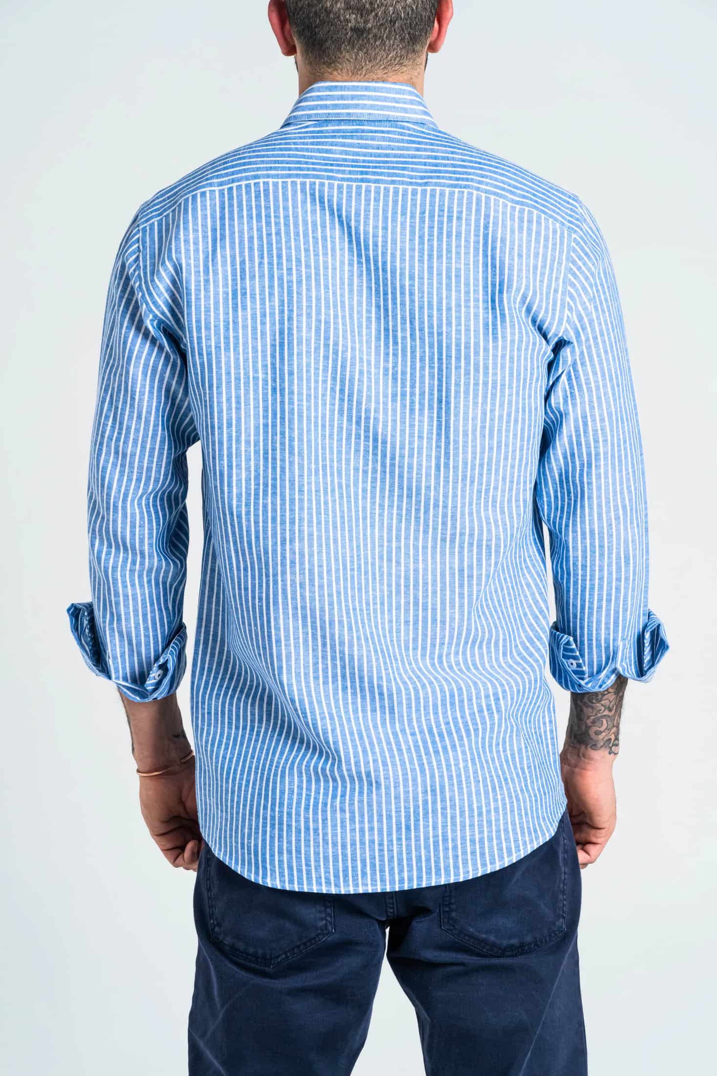 Camisa Raya Lino Azul Medio - miniatura 8