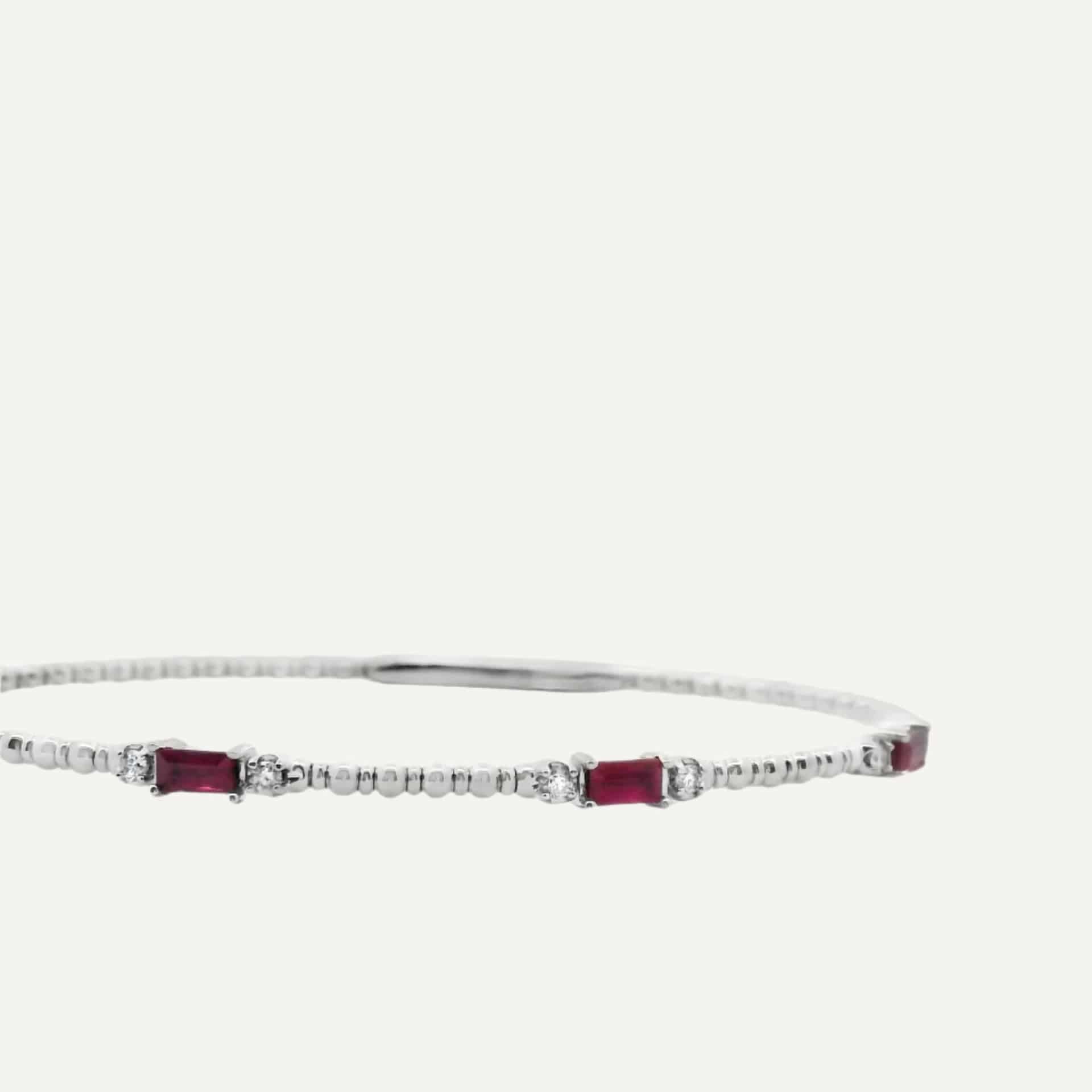 Pulsera Bangle dots baguettes 14K - miniatura 2