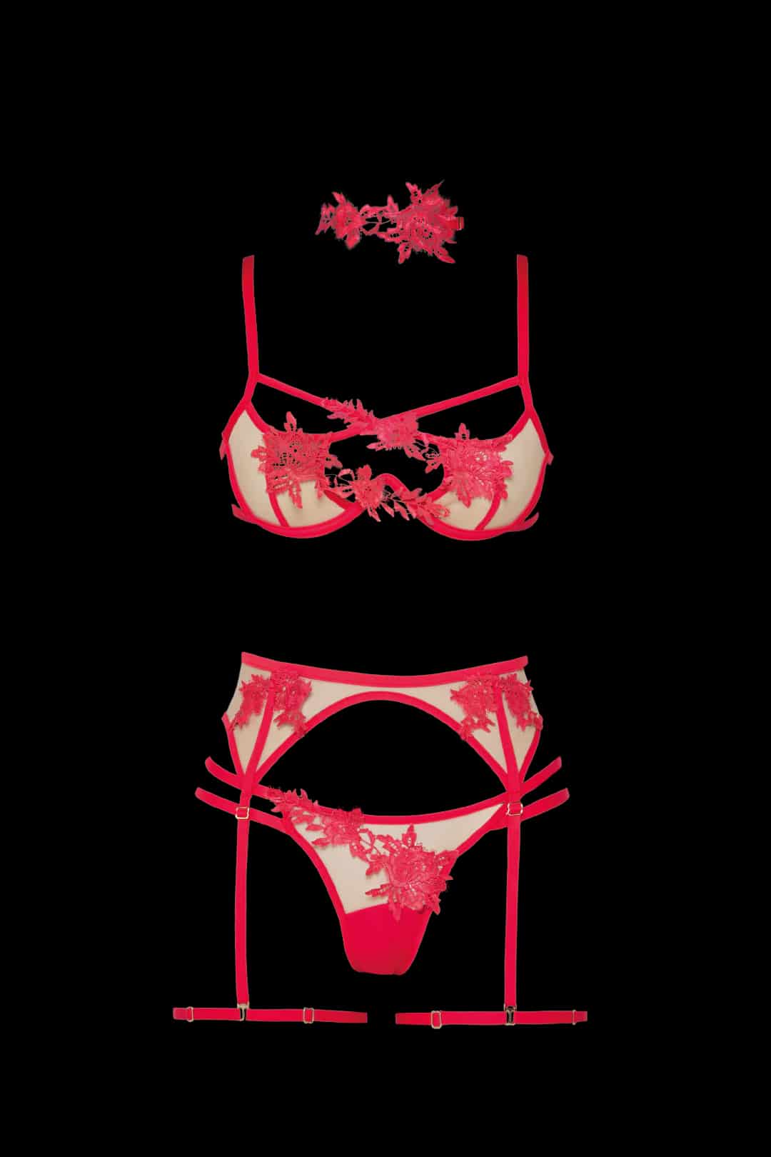 SET MIKAELA ROJO CON LIGUERO - miniatura 4