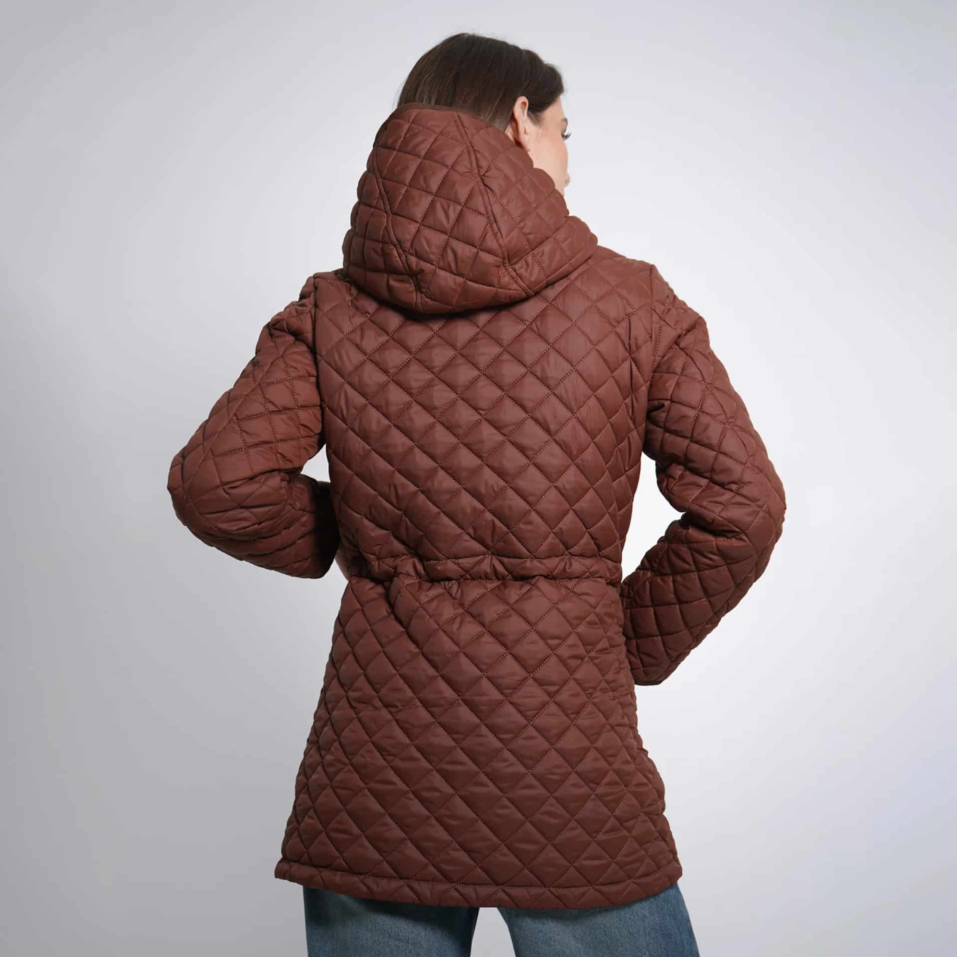Chaqueta acolchada larga cuello alto con capucha y ajuste en cintura - miniatura 31