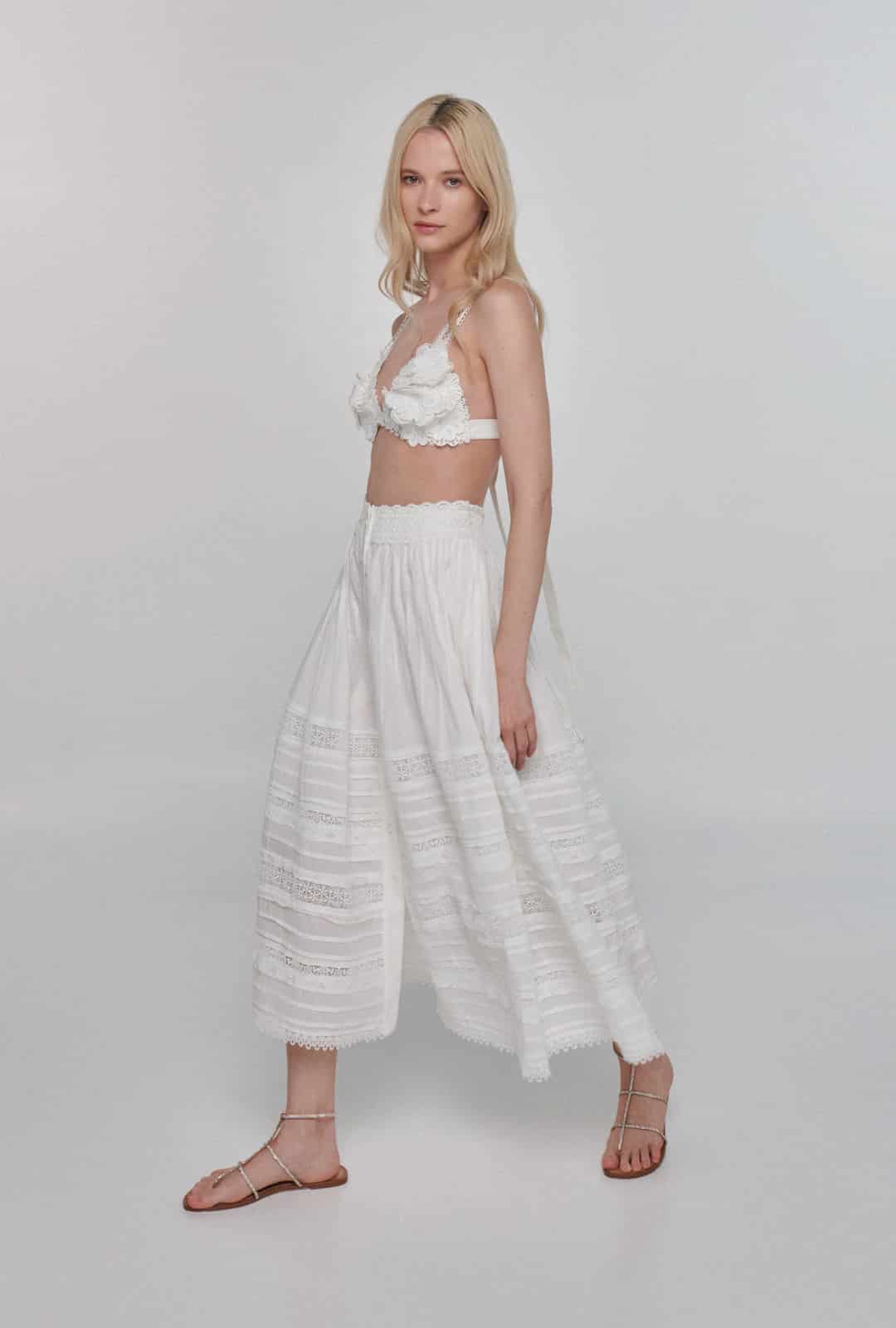 CAMILA  MIDI SKIRT WHITE - miniatura 1