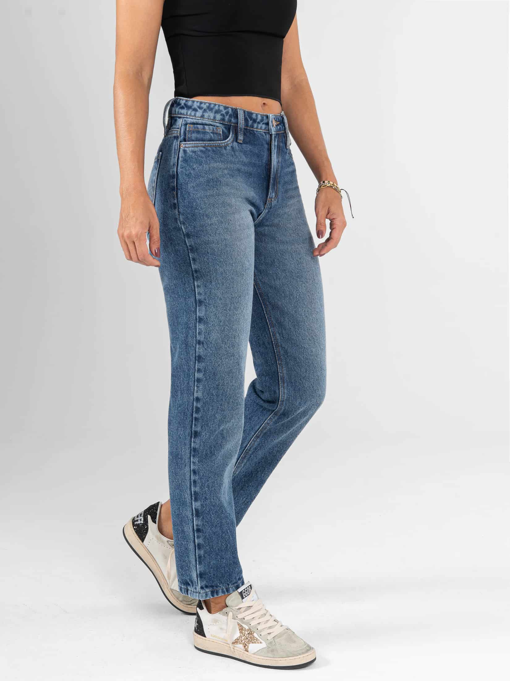 Ref: 066602 Jean Mom fit, rígido, tiro alto, tono azul medio. - miniatura 4