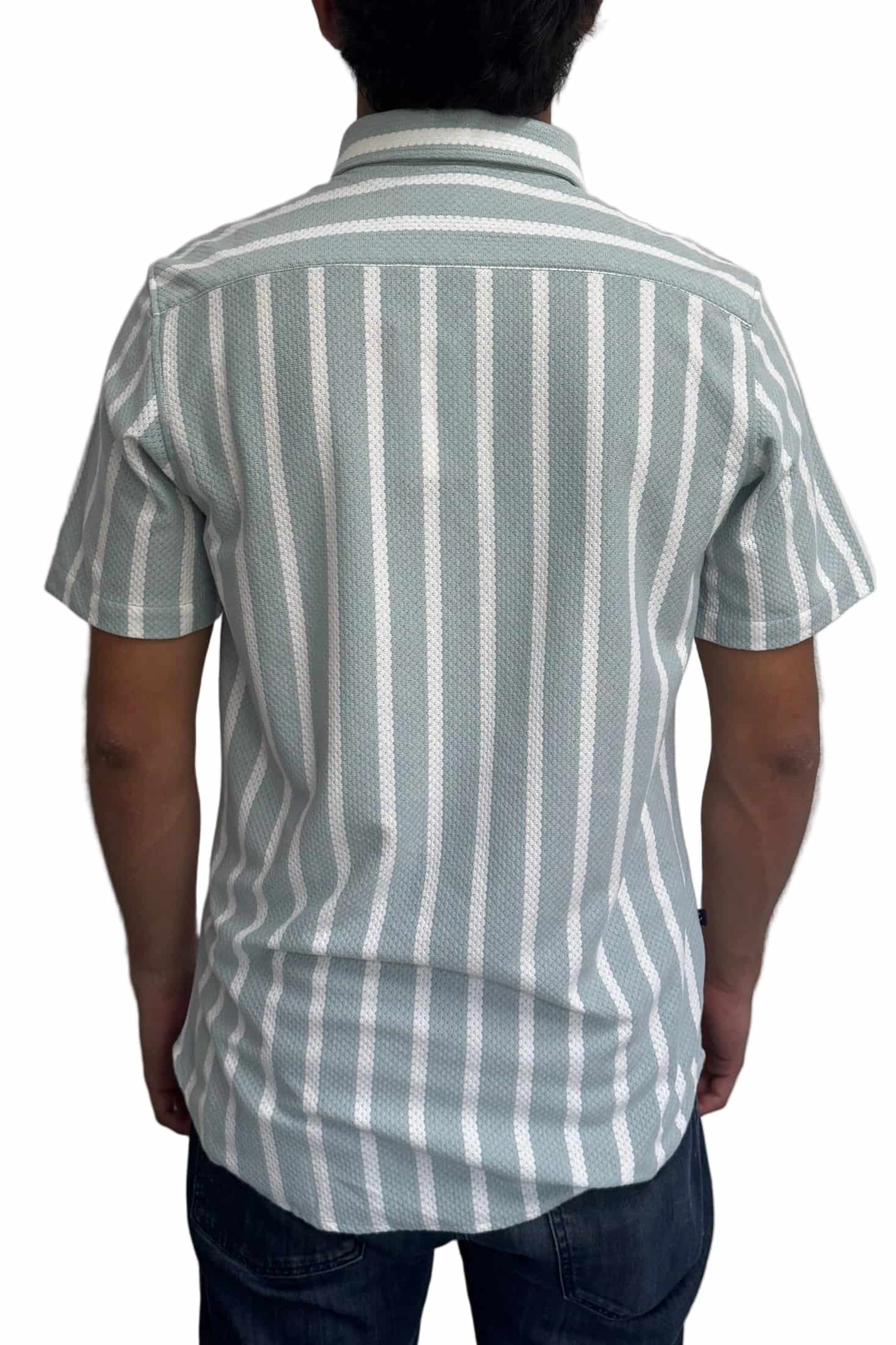 Camisa en texturas Verde Menta Rayas Blancas - miniatura 2
