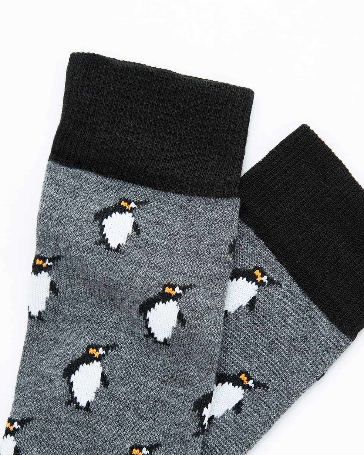 Medias Algodón Estampado Pingüinos - Fondo Gris - miniatura 2