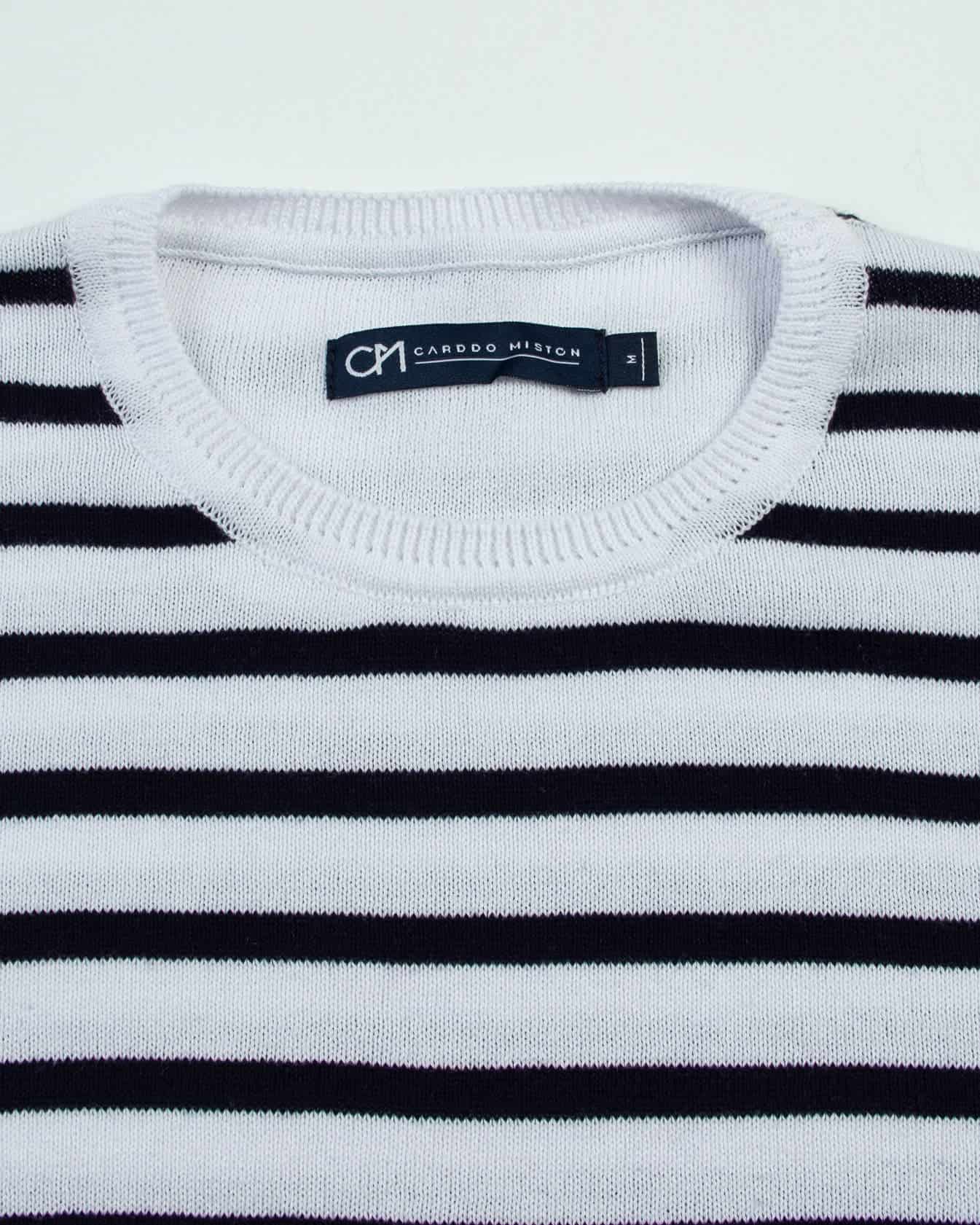 Saco Cuello Redondo Algodón Raya Azul Oscuro - miniatura 2