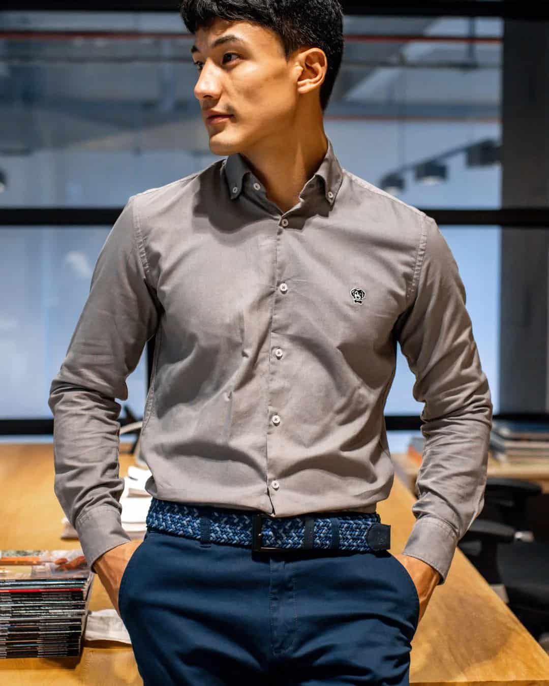 Camisa Antimanchas Oxford Gris - Talla Slim - miniatura 8