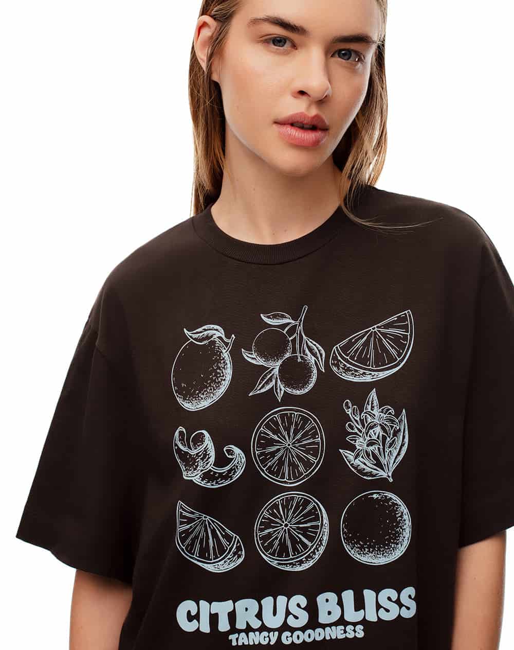 Camiseta oversize algodón chocolate estampada mujer - miniatura 5