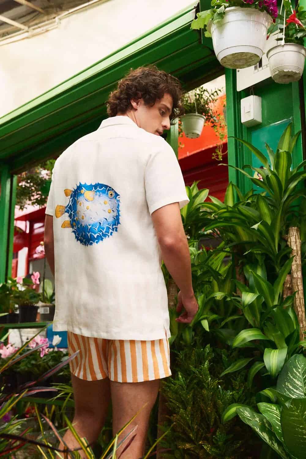 Men's linen shirt puffer fish - miniatura 4