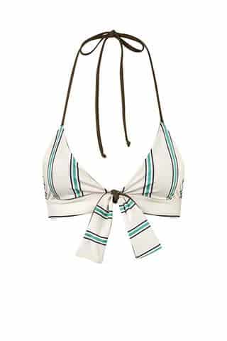 Ava Gardner Top / Khaki - Aqua Stripes - miniatura 1