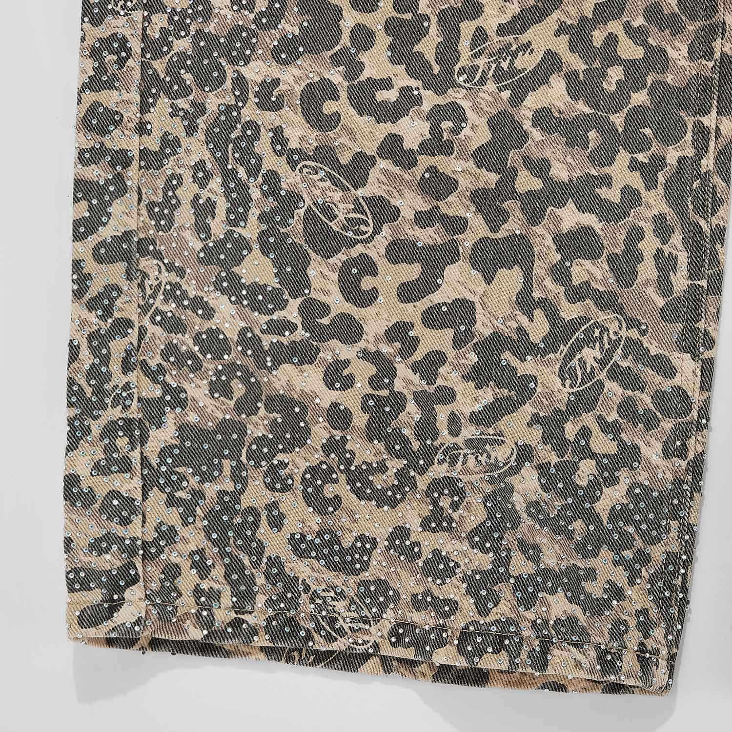 Leopard Wide Leg Jeans - Camel - miniatura 6